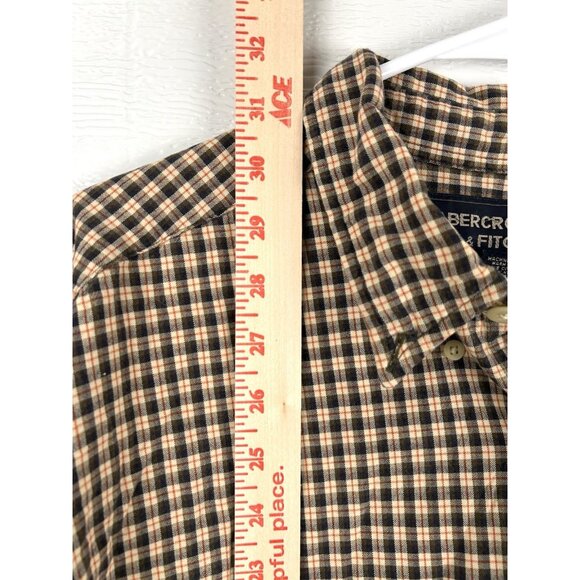 ABERCROMBIE & FITCH Mens Plaid Striped Cotton Long Sleeve Dress Shirt size L - Picture 6 of 16